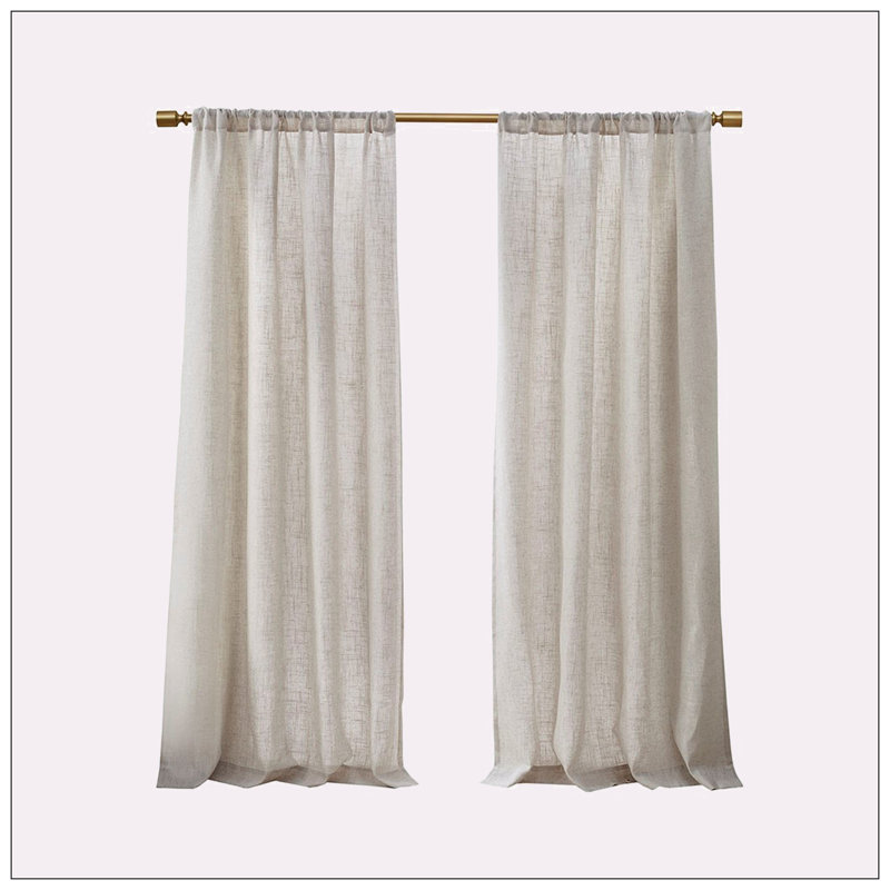Natural Linen Blend Light Filtering Curtain Panel Pair