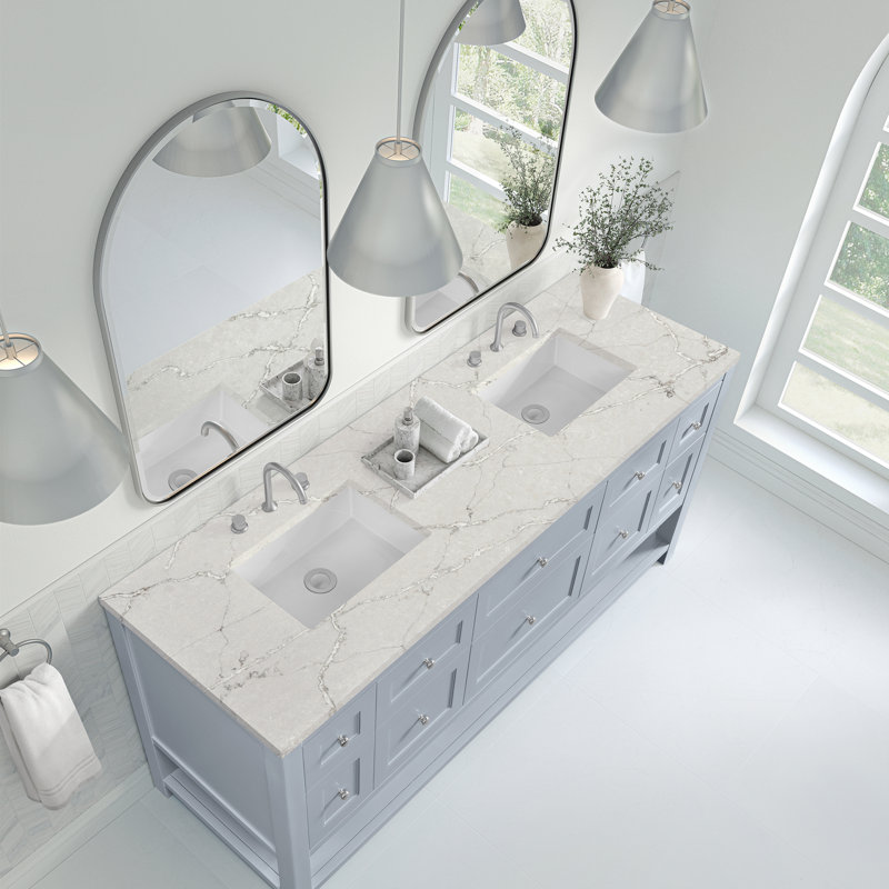 Breckenridge 72'' W Double Vanity, Victorian Silver, Serenity Blue