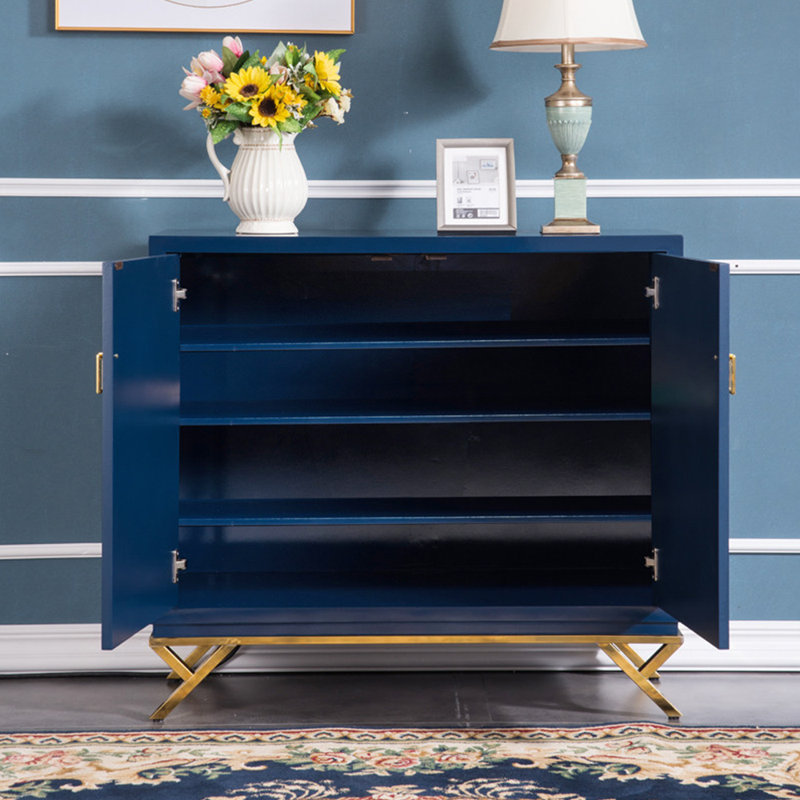 Buffet de 39,4 po de largeur, Bleu / doré