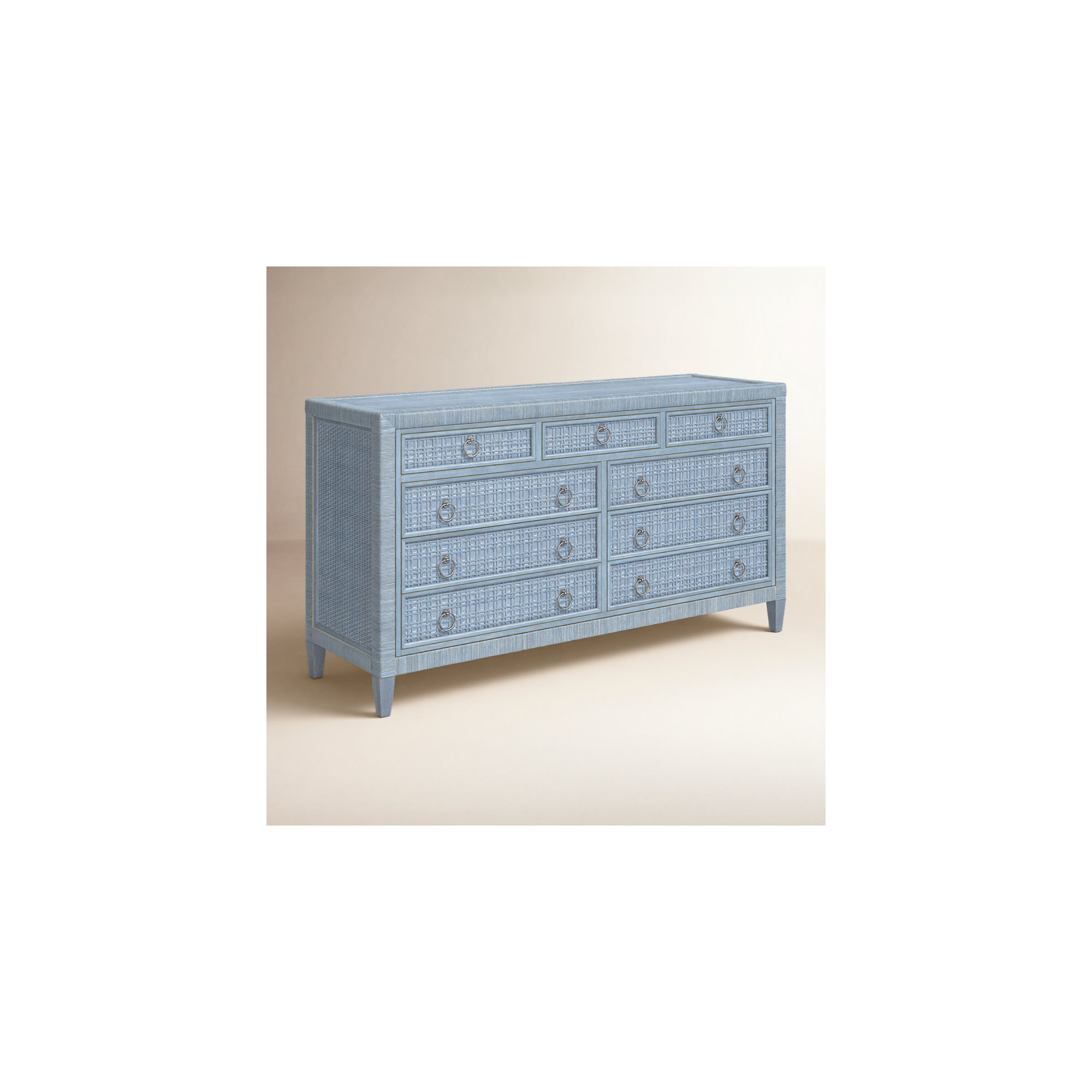 Monterey 9 Drawer 64'' W Dresser, Yes, Satin Nickel, Sea Glass
