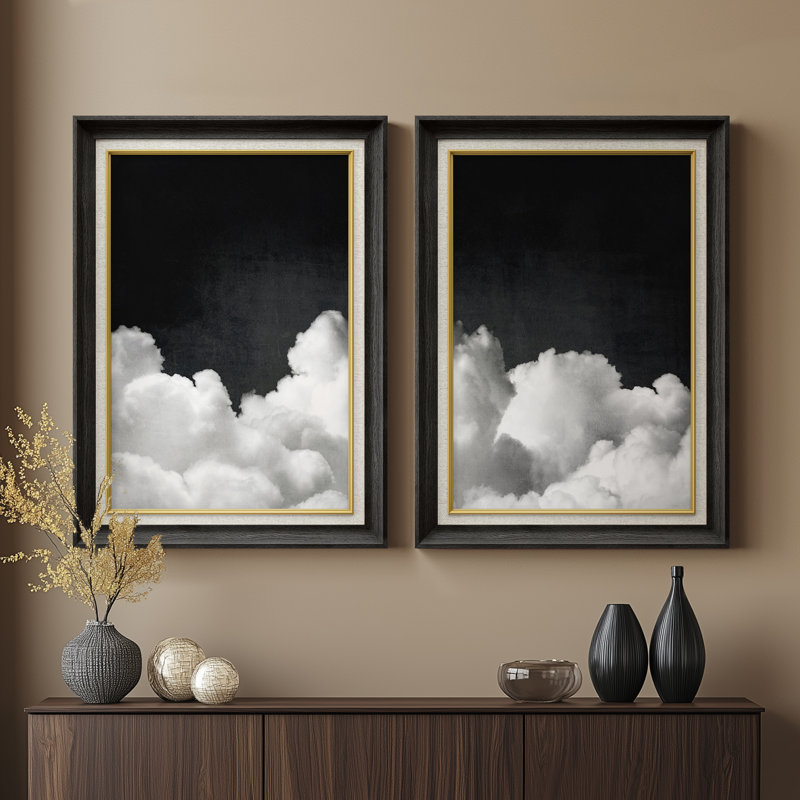 Ensemble de 2 œuvres d'art encadrées de qualité supérieure sur toile de qualité supérieure avec cadre de 26 po x 36 po, Noir