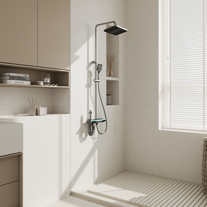Système de douche 4-en-1 avec affichage de la température à DEL et valve en céramique
