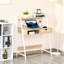 Bureau d'ordinateur pour bureau à domicile, fini bois naturel, tiroir, étagères de rangement, profondeur de 80 cm, structure stable en bois pour petits espaces, tiroir et étagère.