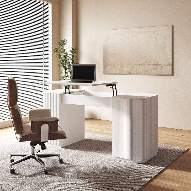 Computer Desk with Lift Top, Space Saving Standing Desk with Hidden Compartment and Storage Shelves, Study Writing Desk with Lifting Mechanism,Black