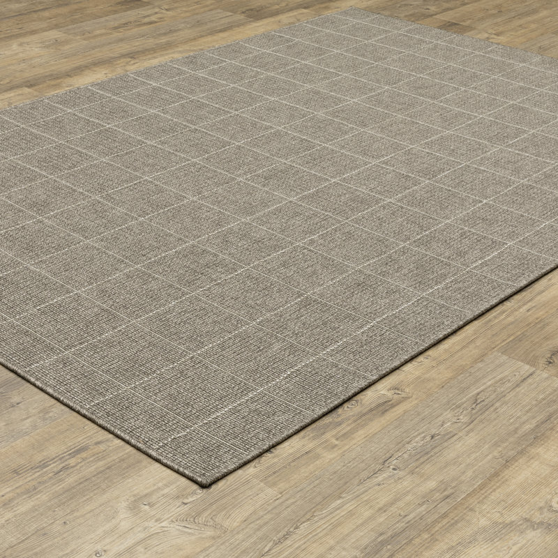 Tapis performance gris / gris clair Corraline Gridwork, Rectangle 9 pi 10 po x 12 pi 10 po