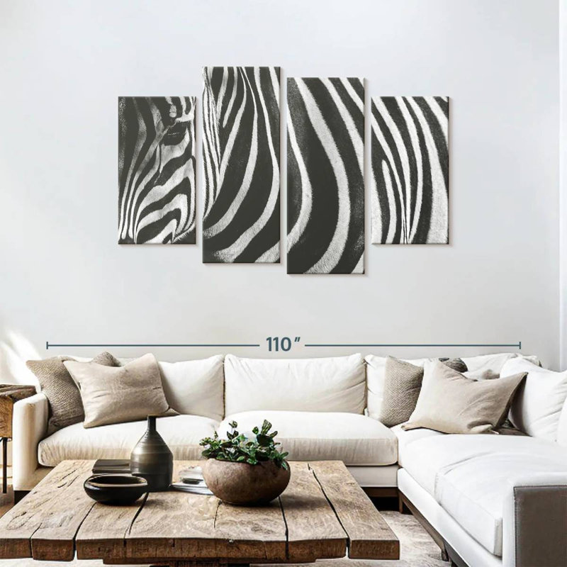 Monochrome Zebra, H 48 po x l 75 po