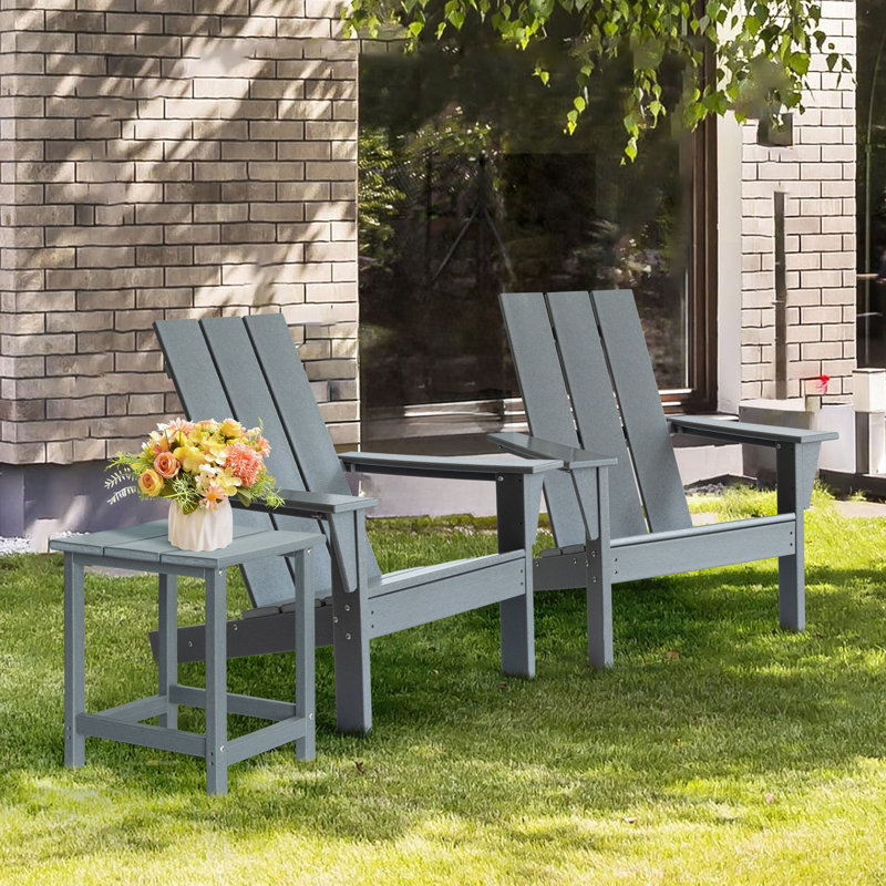 Devito 2 - Person Patio Conversation Set With Side Table, Gray