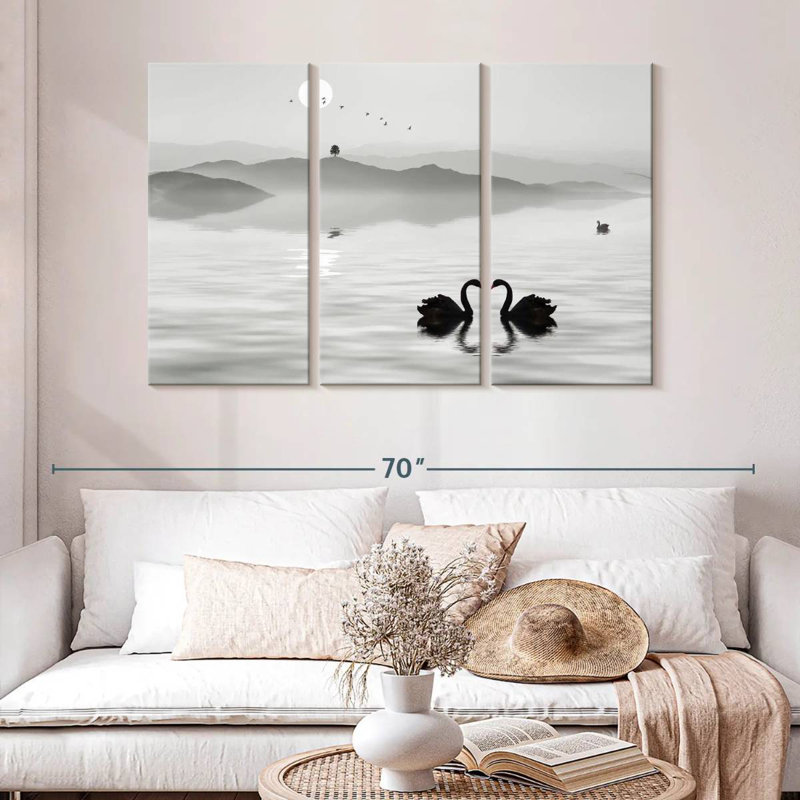 Kerrick Monochrome Swan Pair, 28" H x 45" W