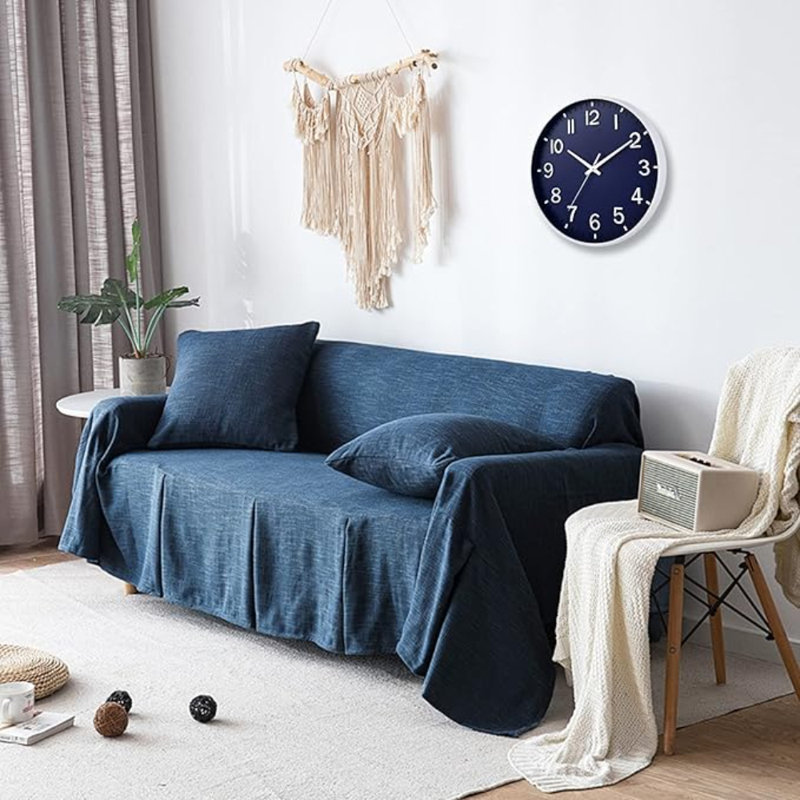 HZDHCLH Horloge murale bleu marine à pile, horloge murale 12 pouces silencieuse et moderne pour salon, chambre, cuisine, bureau, salle de classe