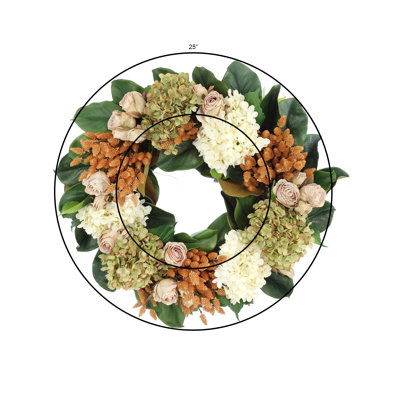 26" Thistle and Hydrangea Wreath