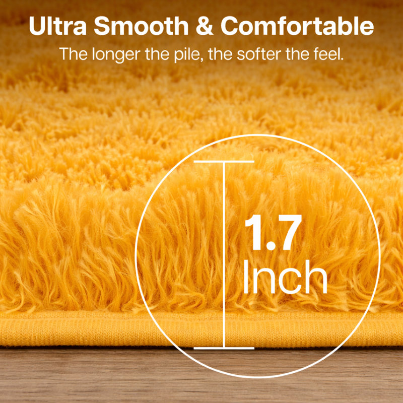 Aspire Homeware Mustard Yellow Shaggy Area Rug Soft Plush Indoor Carpet, Rectangle 160cm Width X 230cm Length
