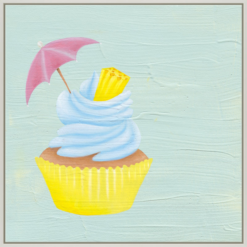 Pineapple Beach Cupcake Print by Katy Montica, 36" W x 36" H x 1.38" D, White Framed Canvas
