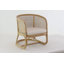 Fauteuil d'appoint arrondi tissé en rotin Cole et gris avec coussin en tissu blanc
