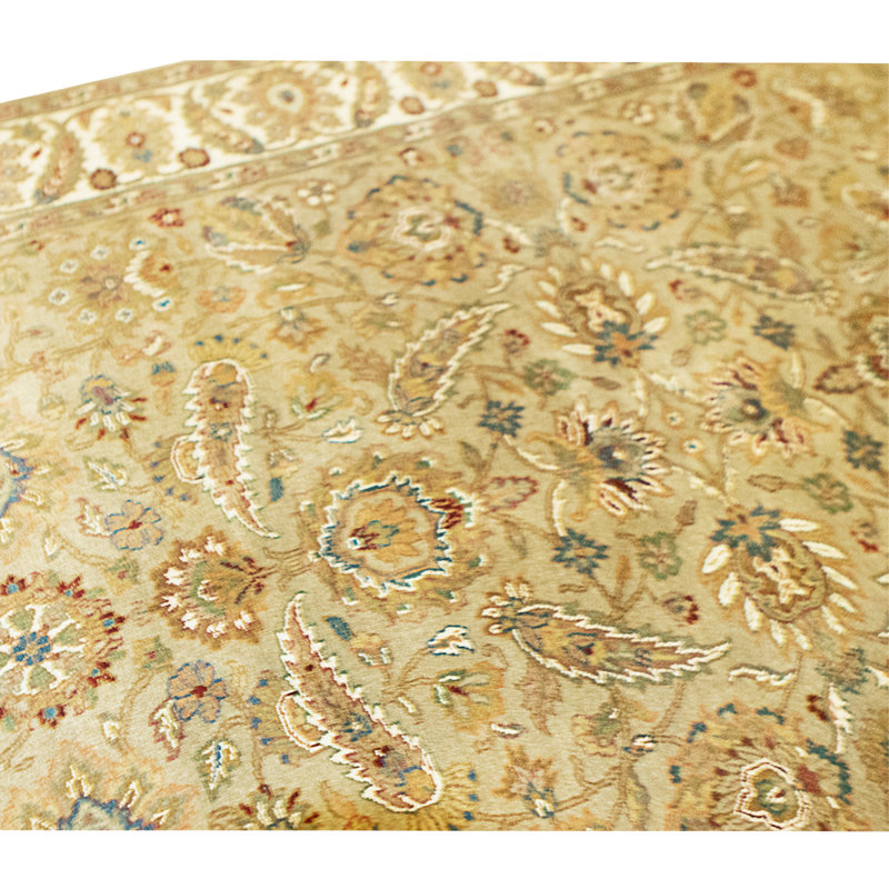 High-Quality Hand-Knotted Taupe And Cream Area Rug