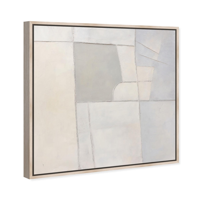 Oliver Gal Misty White II Abstract - Hand-Laid Leaf Framed Canvas Art, 25" H x 25" W, Cream
