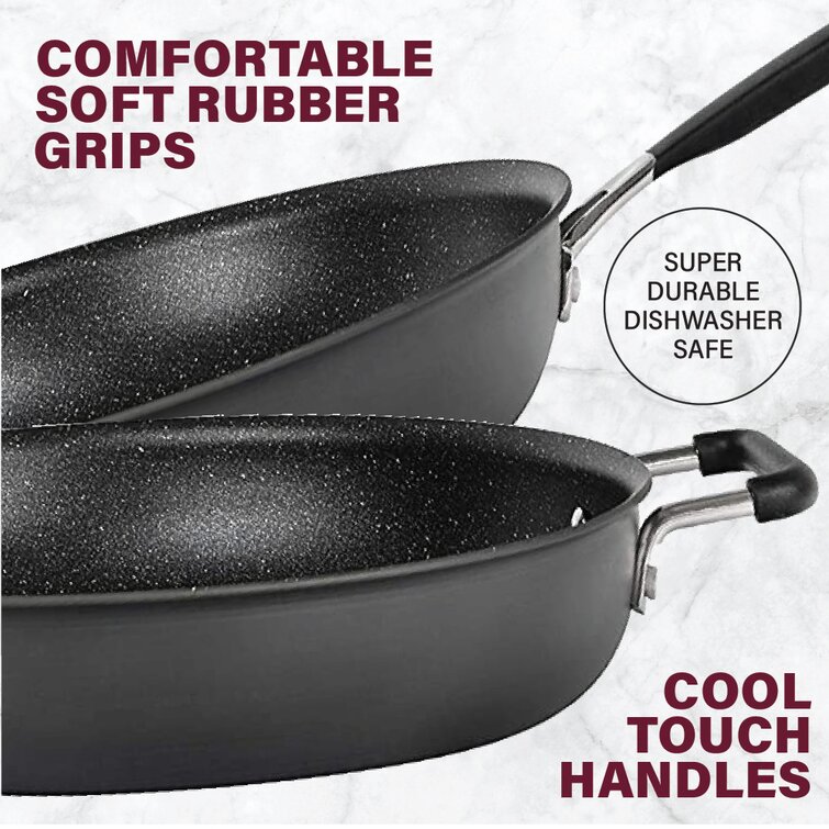 Granitestone14 inch Nonstick Fry Pan Family Sized Open Skillet Oven and  Dishwasher Safe