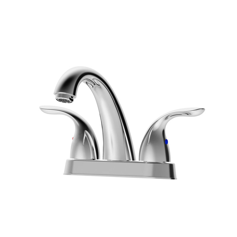 2 Bathroom Faucet, Finish, 5.45" Mid Arc Spout, Abs, , Deck Mounted With Plate Sink 2 Handles, Ceramic Cartridge, Mount, Stain