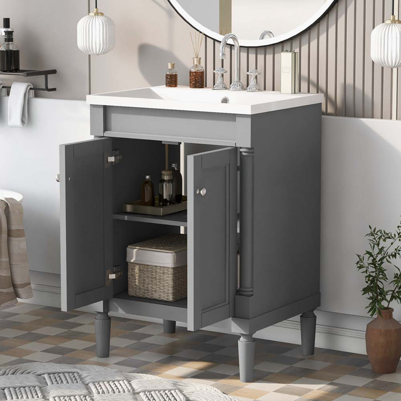 18'' Single Bathroom Vanity with Sink, Gray