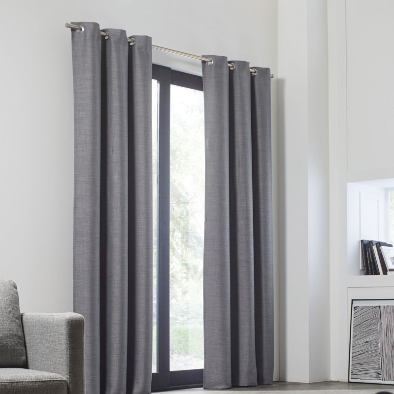 Lina Blackout Single Curtain Panel, Dark Grey, 200 W x 280 D cm