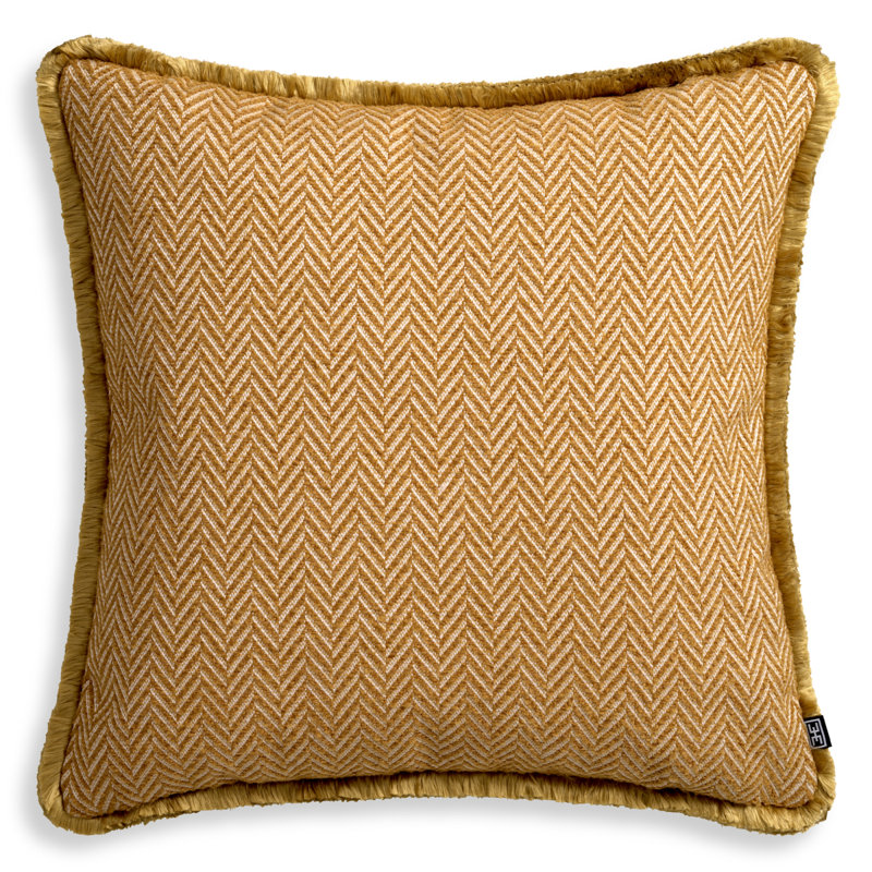 Kauai Pillow Cover & Insert, 23.62"H x 23.62"W, Square, Amber Herringbone