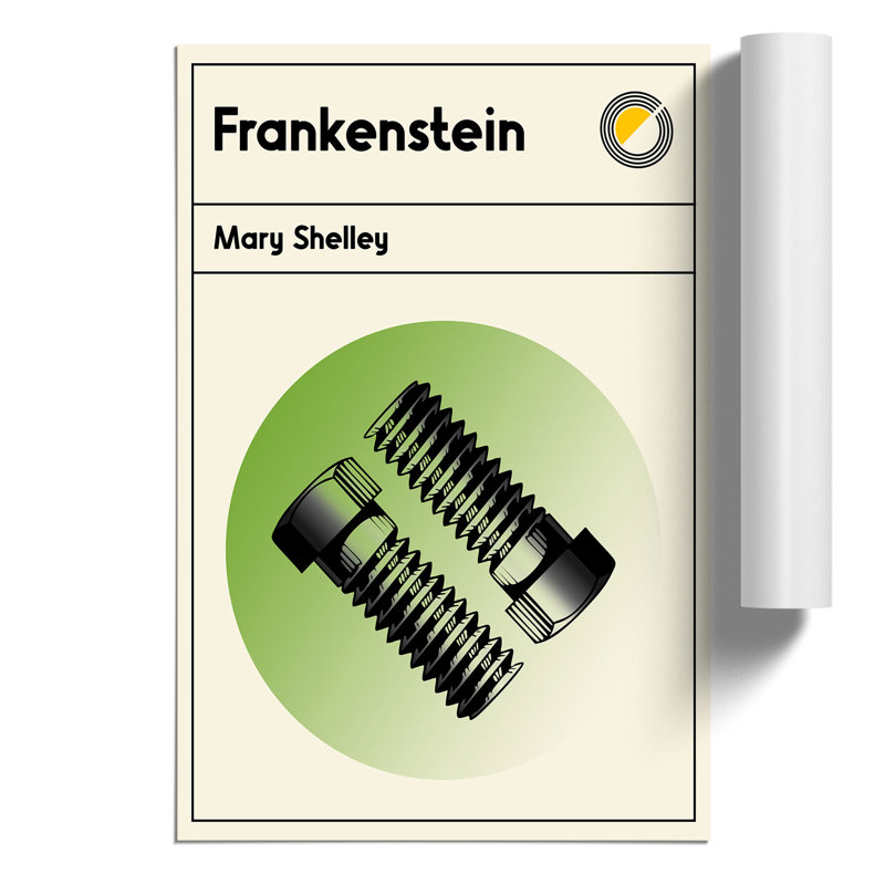 Book Cover Frankenstein Mary Shelley - Frameless Print, 59cm H x 42cm W x 0.1cm D