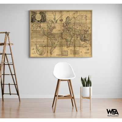 Mappemonde, carte du monde antique, très grand décor de couloir rustique, petit art mural de salon, décor de salle de bain d'invité, décor de chambre d'adolescent