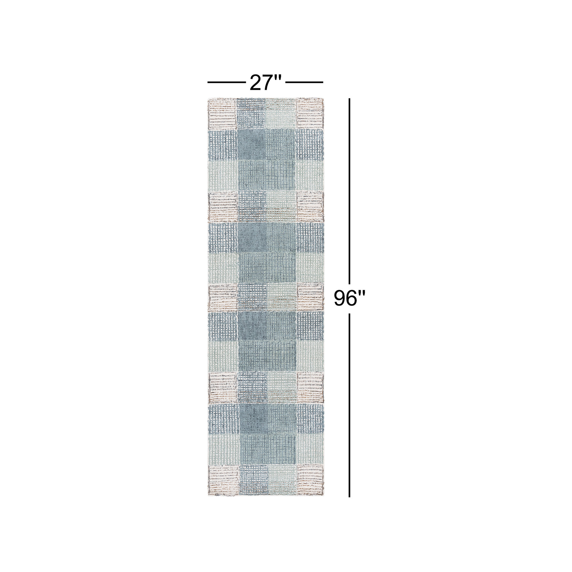 Genre Hand Tufted Wool;Cotton Plaid Rug, Runner 2'3" x 8'