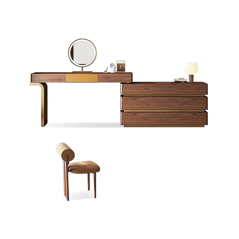Coiffeuse avec miroir lumineux, 7 tiroirs, 1 chaise