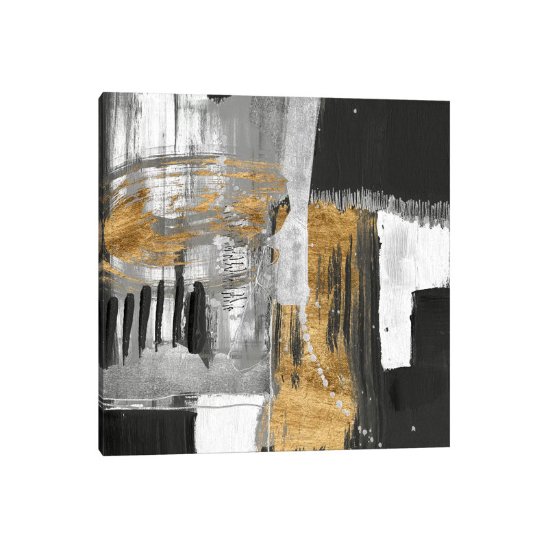 Golden Strokes I by Jennifer Goldberger - Wrapped Canvas Painting, 45.72 cm H x 45.72 cm W