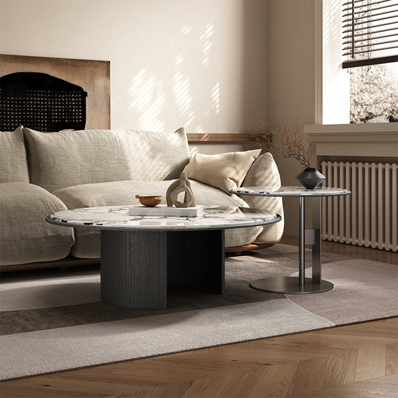 Table basse simple en pierre micro-cristalline, H 15 po x L 39,4 po x l 39,4 po