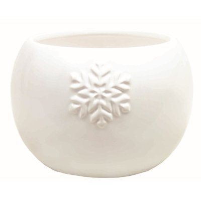 Jivaro blanc glacé avec pot de fleurs en flocon de neige