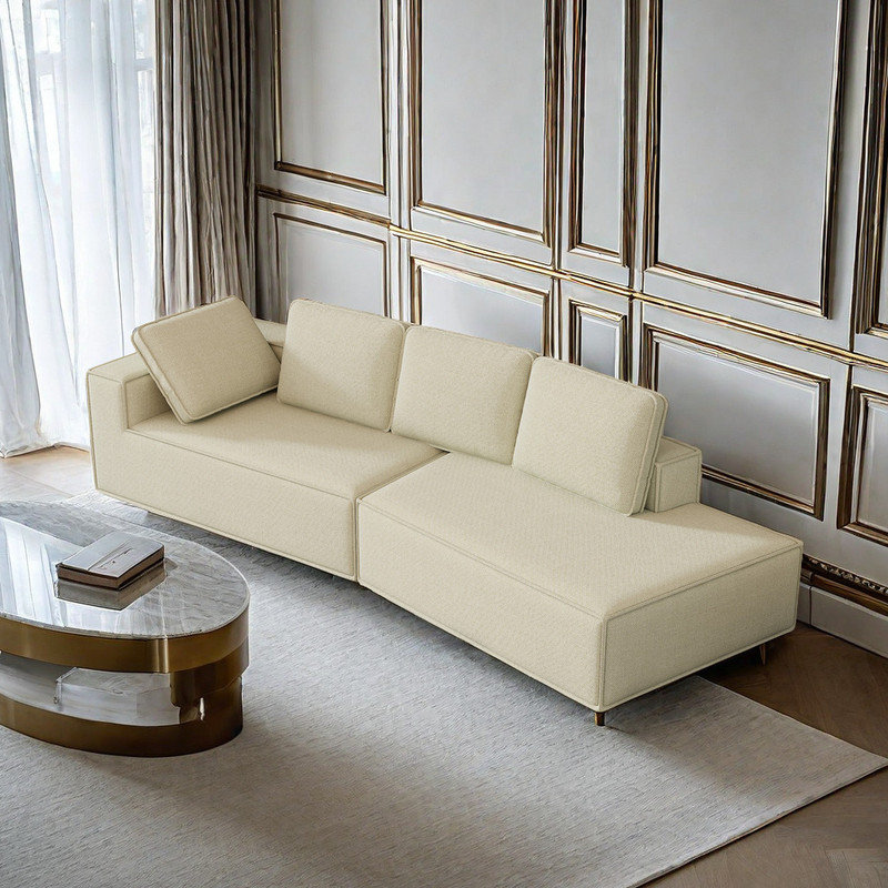 Canapé modulaire 2 pièces Kamberlyn, Chenille beige