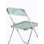 Chaise fantôme pliante transparente avec structure chromée, empilable et peu encombrante pour la vie moderne.