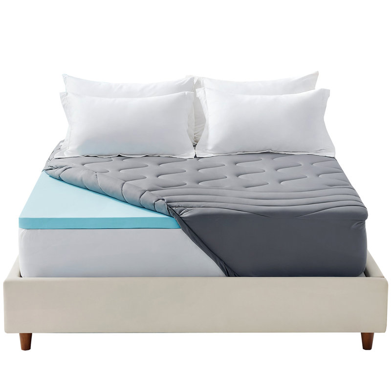 Cooling Foam Mattress Topper Set, Gel-Infused for Cooling Comfort & Pressure Relief, Queen