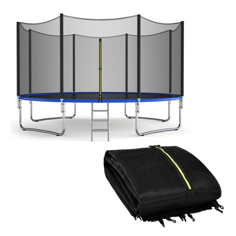 Gymax 12ft Replacement Trampoline Safety Enclosure Net W/ Zipper & Protection Buckles