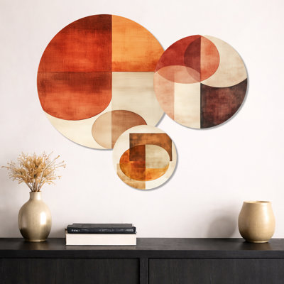 «Terracotta Balance II», ensemble d'art mural abstrait en métal 3 pièces