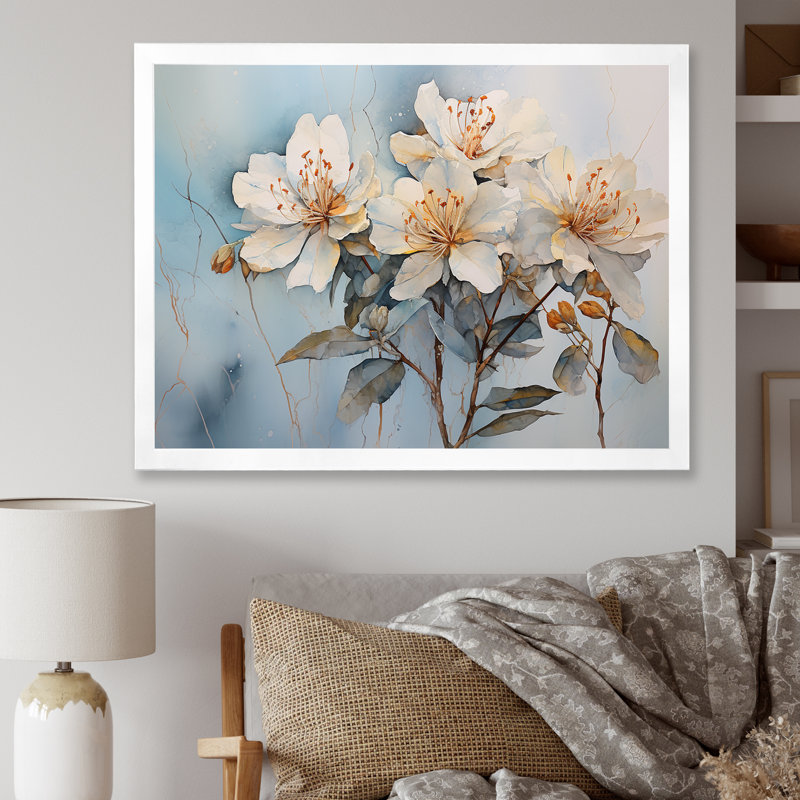 Essence de simplicité rhododendron, Cadre simple blanc, H 30 po x l 40 po x P 1,5 po