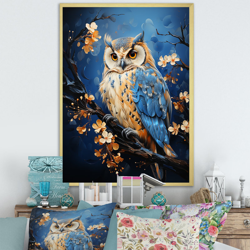 «Enchanted Forest Sentinels Owl» sur toile, Encadrement doré, H 32 po x l 16 po x P 1 po