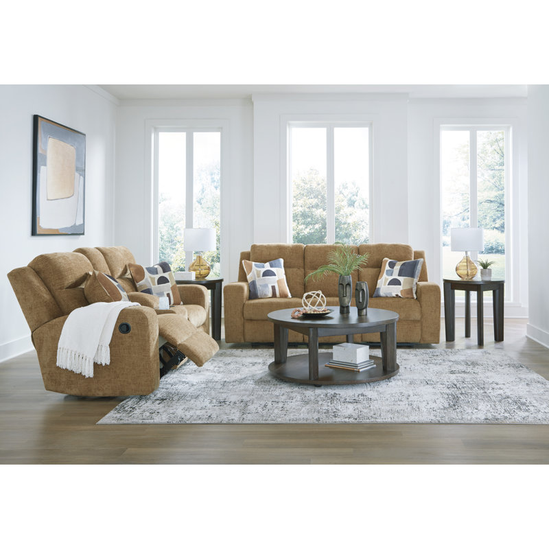 Keagin Reclining Loveseat with Console, Brown