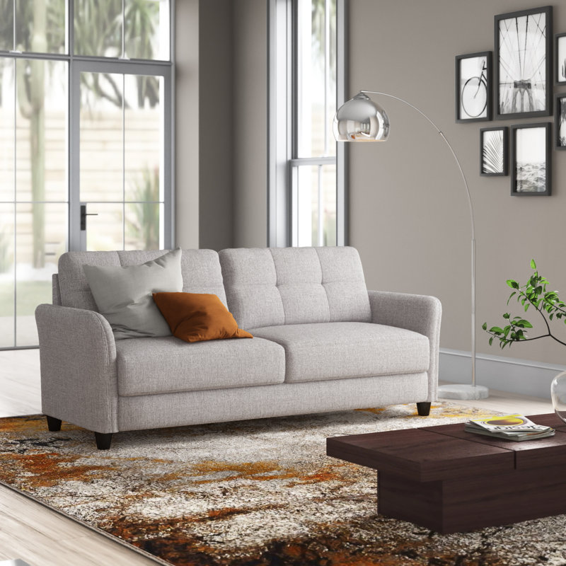 Canapé à accoudoirs évasés Helsley, 100 % polyester beige