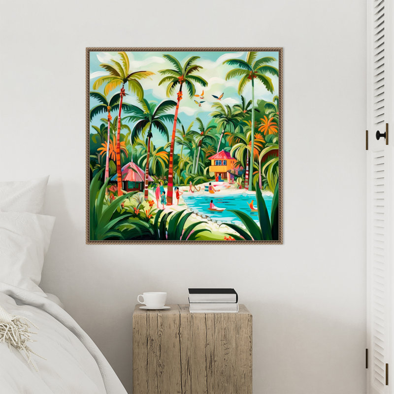Tropical Paradise Dreams II by Lazar studio Framed Canvas Wall Art Print, 30" H x 30" W