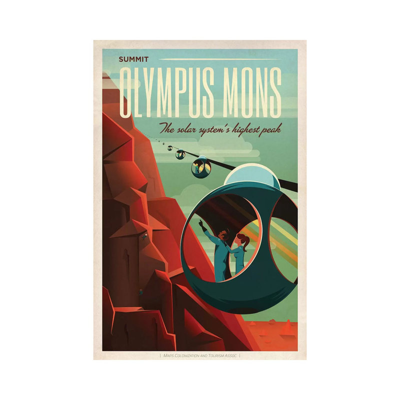Olympus Mons Space Travel Poster by SpaceX - Print on Canvas, 66.04 cm H x 45.72 cm W x 1.91 cm D, Wrapped Canvas