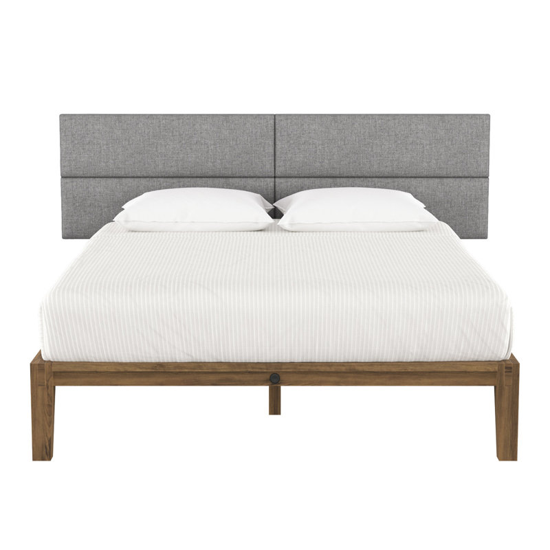 Panelist Modern Padded Headboard - Set of Wall Mounted Panels, Mouse Grey Microvelvet, King (11.25"H x 38"W, Set of 4)