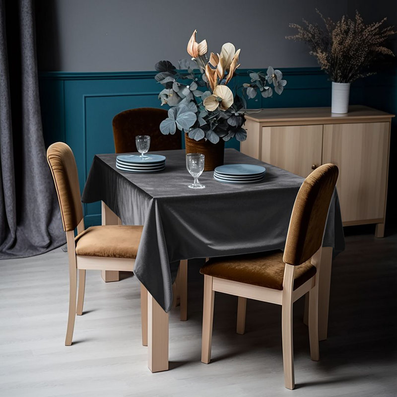 Round Solid Colour Tablecloth, Grey