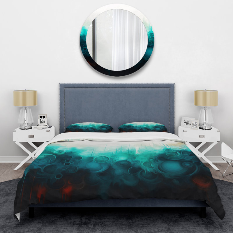 Ensemble de housse de couette bleu et noir, Housse de couette pour grand lit et 2 taies décor