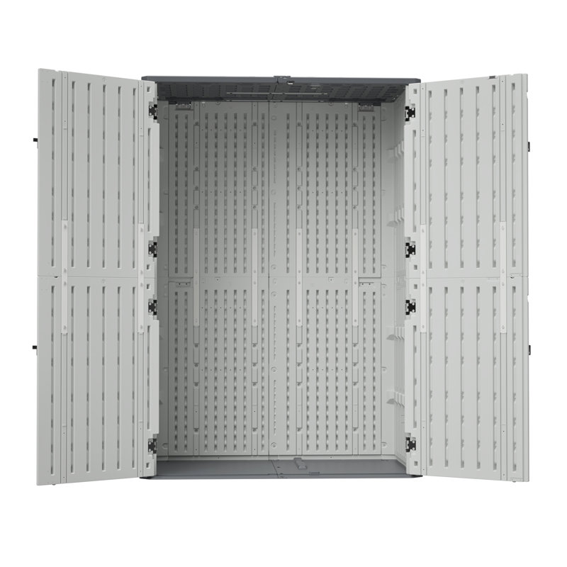 Rangement pour équipement de jardin en résine antirouille - résistant aux intempéries, spacieux, résistant aux rayons UV, non cloisonné