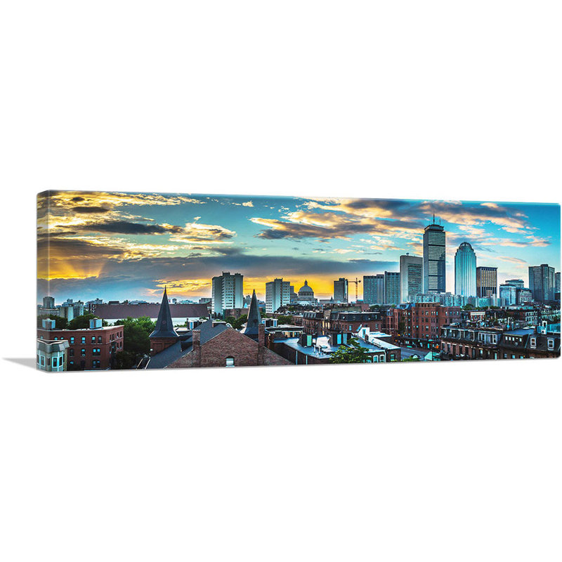 «Boston City Massachusetts Skyline», reproduction de photo sur toile tendue, H 12 po x l 36 po x P 0,75 po