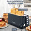 Grille-pain à 4 tranches - fentes extra longues, 6 brunisseurs, bagel / dégivrage / réchauffage, 1500 W, bleu mat-120693398