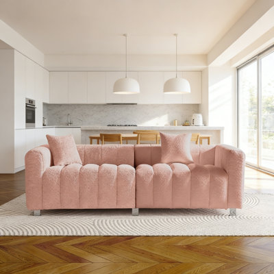 87.4'' Premium Velvet 3-seater Loveseat Sofa - Modern Upholstered Couch With Metal Base Legs And 2 Pillows, Stylish Seating For Living Room And Bedroom Spaces