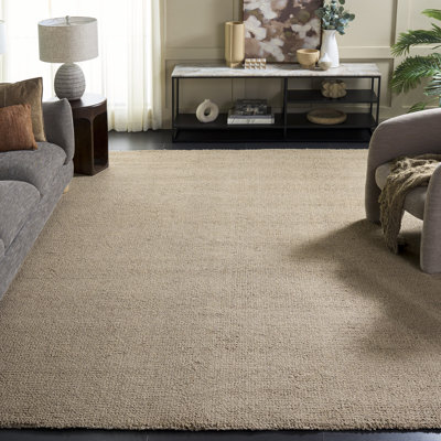 Tapis de couleur unie abstrait en laine / coton touffeté à la main brun clair